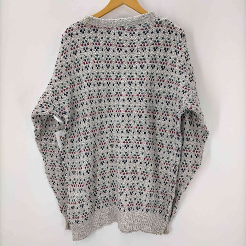 HAMPTON BAY 90S USA製 総柄 刺繍 バーズアイ コットン ニット セーター メンズ import:L
