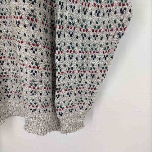 HAMPTON BAY 90S USA製 総柄 刺繍 バーズアイ コットン ニット セーター メンズ import:L