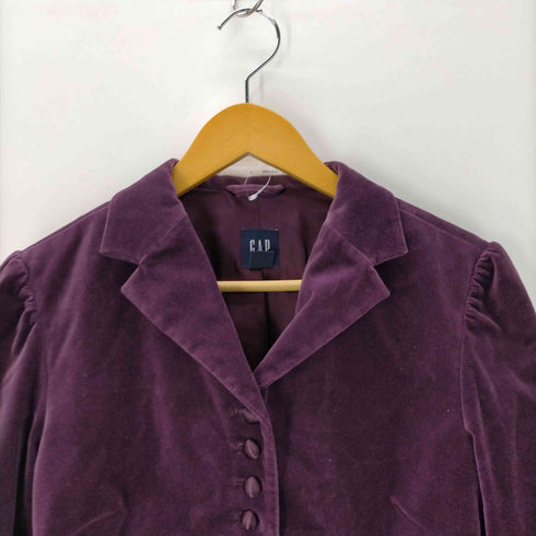 ギャップ Gap 00S 05AW 紺タグ OLD ベルベット ベロア クロップド ショート テーラード ジャケット Y2K レディース 8