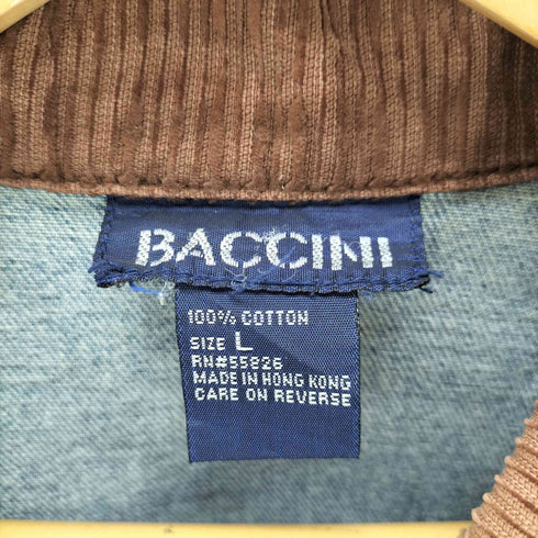 BACCINI ヘラジカ ワッペン 襟コーデュロイ ジップアップ デニム カバーオール ジャケット レディース import:L