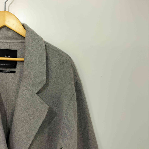 ザラ ZARA HANDMADE ダブルブレスト ウールブレンド ベルト付き ロングコート レディース import:M