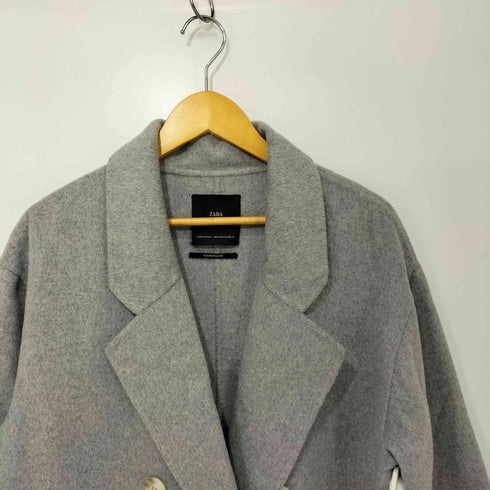ザラ ZARA HANDMADE ダブルブレスト ウールブレンド ベルト付き ロングコート レディース import:M
