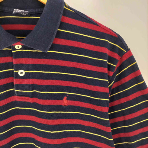ポロバイラルフローレン Polo by RALPH LAUREN ポニー刺繍 ボーダー柄 S/S ポロシャツ メンズ import:XL