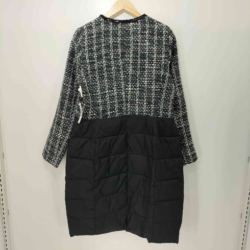 COOLA TIQUES LUXURY LIMITED EDITION ツイード切替 ノーカラー ワッペン 中綿 ロングコート レディース JPN:38