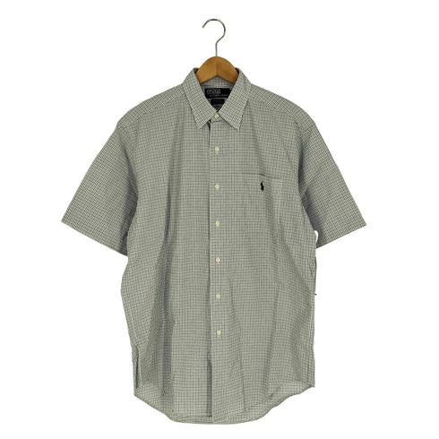 ポロバイラルフローレン Polo by RALPH LAUREN 90S MARLOWE スモールポニー刺繍 チェック S/S シャツ メンズ import:M