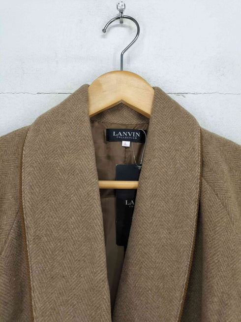 ランバンコレクション LANVIN COLLECTION ナイロン混 パイピング ウールトレンチコート レディース L
