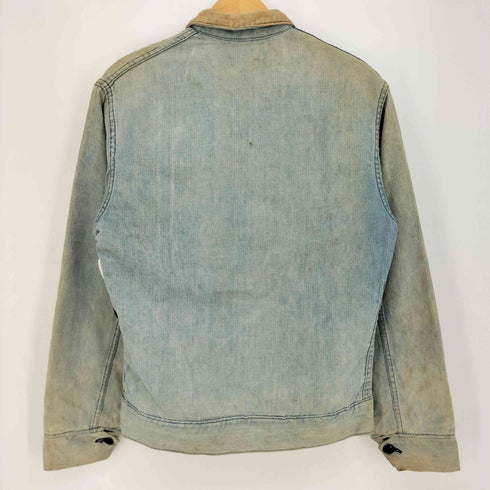 ELY 60-70s 三角タグ 棒TALONジップ 裏地ブランケット 襟コーデュロイ ジップアップ デニム ワーク ジャケット メンズ 36
