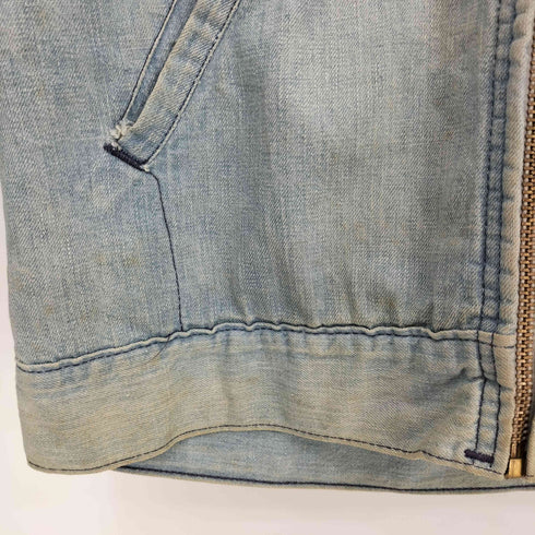 ELY 60-70s 三角タグ 棒TALONジップ 裏地ブランケット 襟コーデュロイ ジップアップ デニム ワーク ジャケット メンズ 36