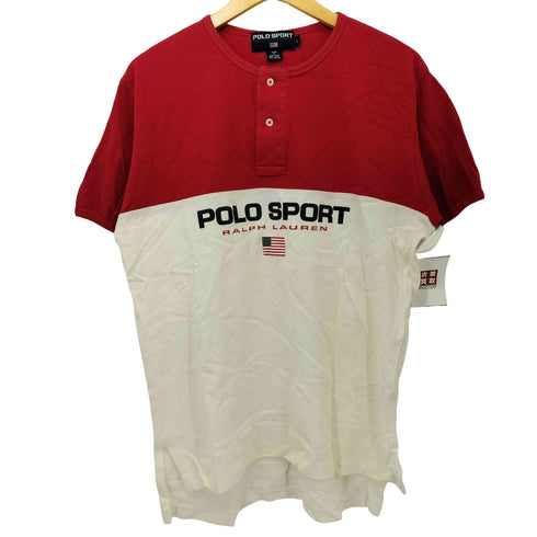 ポロスポーツラルフローレン POLO SPORT RALPH LAUREN 90s ロゴ 鹿の子 ヘンリーネック S/S Tシャツ メンズ import:M