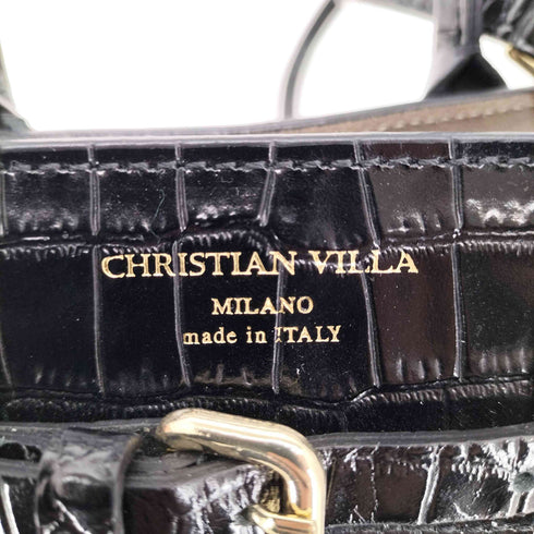 クリスチャンヴィラ CHRISTIAN VILLA クロコ型押し 2way レザー ハンドバッグ レディース