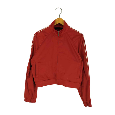 ザラ ZARA KONTRAST TASMALI SATIN JAKET クロップド スタンドネック サテン ジャケット レディース import:XS
