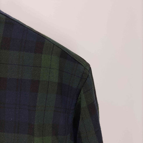 アディダス adidas 10S トレフォイルロゴ 刺繍 ポリ レーヨン ブラックウォッチ L/S シャツ 2010年製 メンズ import:S