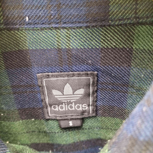 アディダス adidas 10S トレフォイルロゴ 刺繍 ポリ レーヨン ブラックウォッチ L/S シャツ 2010年製 メンズ import:S