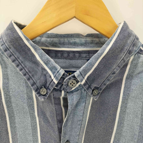 SANTANA BLUE ボタンダウン L/S ストライプ ワーク シャツ メンズ import:XL