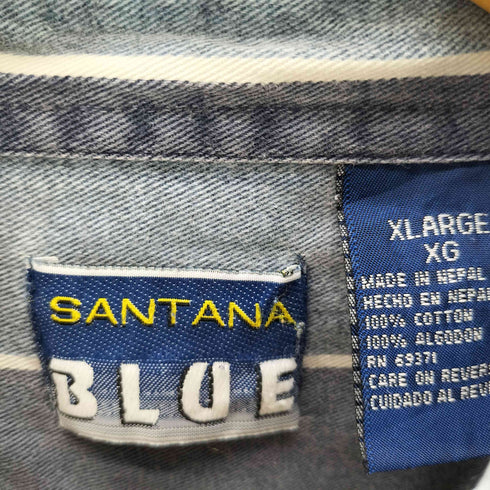 SANTANA BLUE ボタンダウン L/S ストライプ ワーク シャツ メンズ import:XL