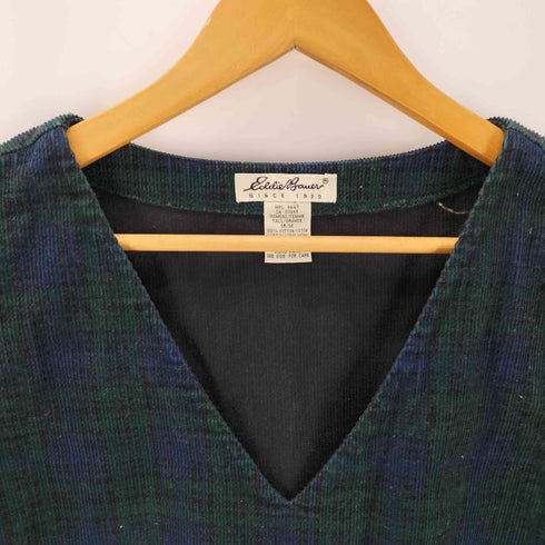 エディーバウアー Eddie Bauer 9S 白タグ ブラックウォッチ コーデュロイ ノースリーブ ワンピース レディース M