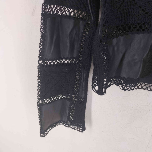 ザラ ZARA クロシェ&フェイクレザー切り替えトップス レディース M
