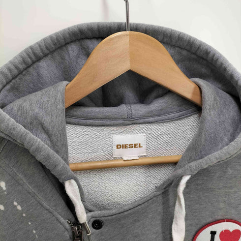 ディーゼル DIESEL 00s 変形ジップ ワッペン パーカー y2k メンズ import:L