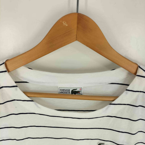 シュミーズラコステ CHEMISE LACOSTE 80s ロゴワッペン ボーダー クルーネックTシャツ メンズ FR:42