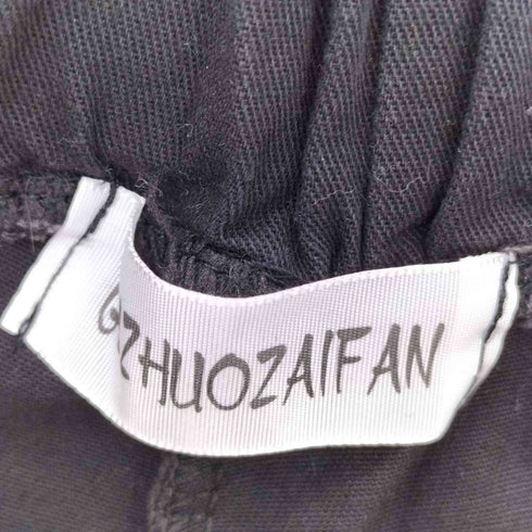 GUZHUOZAIFAN サイドジップ サイドバックル ストレートパンツ レディース