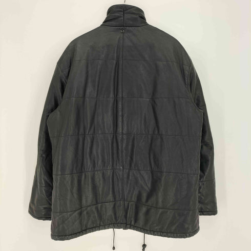 Nero Giardini イタリア製 レザー スタンドカラー マルチポケット ダブルジップ 中綿ミドルコート 裾ドローコード メンズ EUR:50