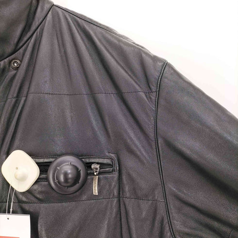 Nero Giardini real leather 本革 イタリア製 レザー スタンドカラー マルチポケット ダブルジップ 中綿ミドルコート 裾ドローコード メンズ EUR:50
