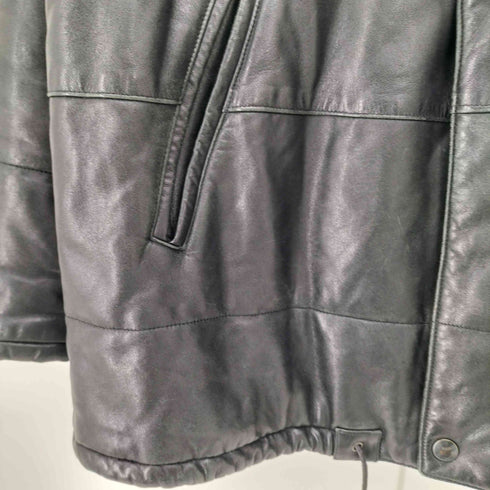 Nero Giardini イタリア製 レザー スタンドカラー マルチポケット ダブルジップ 中綿ミドルコート 裾ドローコード メンズ EUR:50