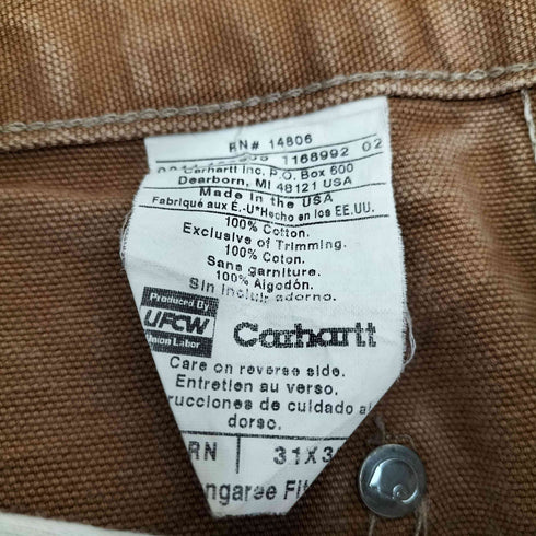 カーハート Carhartt USA製 DUCK DOUBLE Front Dungaree FIT メンズ 31/32