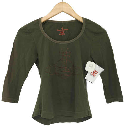 ヴィヴィアンウエストウッドレッドレーベル Vivienne Westwood RED LABEL Y2K オーブ刺繍ロゴ Uネック カットソー レディース 2