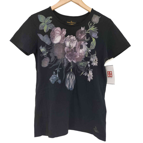 ヴィヴィアンウエストウッドアングロマニア Vivienne Westwood ANGLOMANIA オーブ刺繍ロゴ 花柄 S/S Tシャツ レディース M