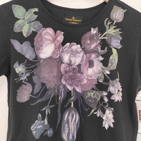 ヴィヴィアンウエストウッドアングロマニア Vivienne Westwood ANGLOMANIA オーブ刺繍ロゴ 花柄 S/S Tシャツ レディース M