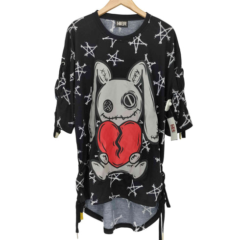 ニーアクロージング NIER CLOTHING 総柄 星 ハート レースアップ S/S Tシャツ レディース FREE