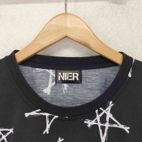 ニーアクロージング NIER CLOTHING 総柄 星 ハート レースアップ S/S Tシャツ レディース FREE