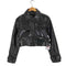 ザラ ZARA クロコ型押し パテントレザージャケット レディース import:XS