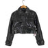 ザラ ZARA クロコ型押し パテントレザージャケット レディース import:XS