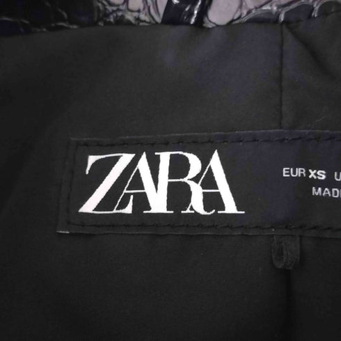 ザラ ZARA クロコ型押し パテントレザージャケット レディース import:XS
