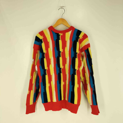 DEMETRE 70-80S USA製 総柄 マルチカラー ロゴワッペン ウール クルーネックニット セーター メンズ import:L