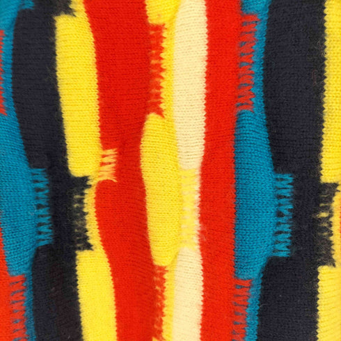 DEMETRE 70-80S USA製 総柄 マルチカラー ロゴワッペン ウール クルーネックニット セーター メンズ import:L