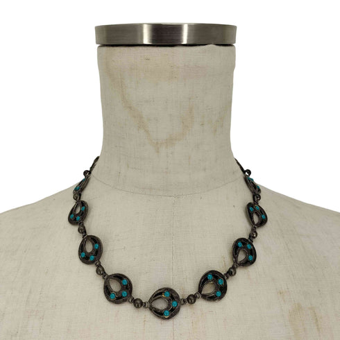 Mexican jewelry タスコ F-TORRES STERLING 925刻印 ターコイズ ネックレス メンズ