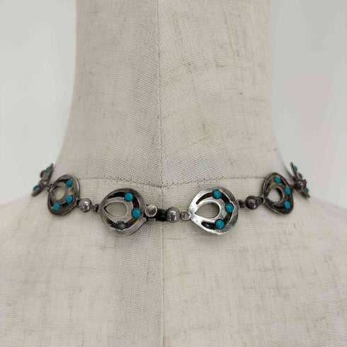 Mexican jewelry タスコ F-TORRES STERLING 925刻印 ターコイズ ネックレス メンズ