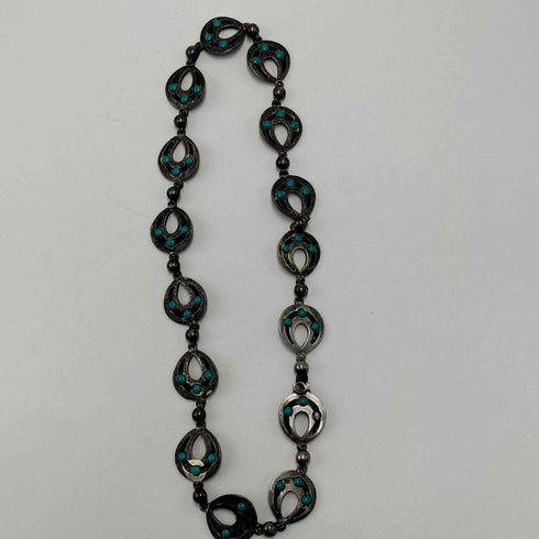 Mexican jewelry タスコ F-TORRES STERLING 925刻印 ターコイズ ネックレス メンズ