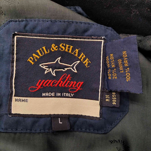 PAUL&SHARK 90S MADE IN ITALY イタリア製 裏地レーヨン ウール ナイロン 混紡 ハリントン ジャケット スウィングトップ ブルゾン 比翼 メンズ import:L