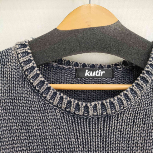 クティール kutir フロントプリント ダメージ加工 クルーネックニット メンズ import:L