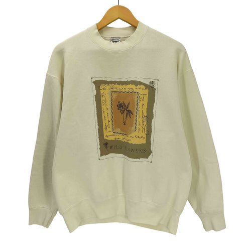 FRUIT OF THE LOOM ボディ 80-90S USA製 WILD FLOWERS フラワー アート 絵画 プリント スウェット トレーナー 裏起毛 メンズ import:L