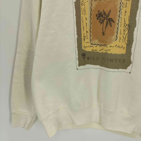 FRUIT OF THE LOOM ボディ 80-90S USA製 WILD FLOWERS フラワー アート 絵画 プリント スウェット トレーナー 裏起毛 メンズ import:L