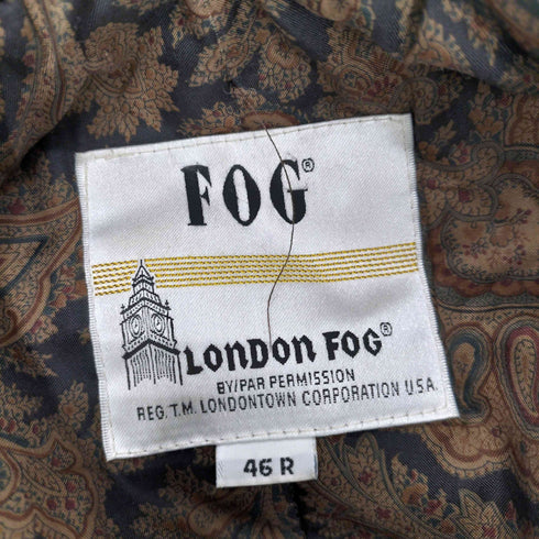 ロンドンフォグ LONDON FOG 80-90S カナダ製 OLD 裏地ペイズリー 襟裏レザー ウール スウィングトップ ブルゾン 比翼 メンズ 46R