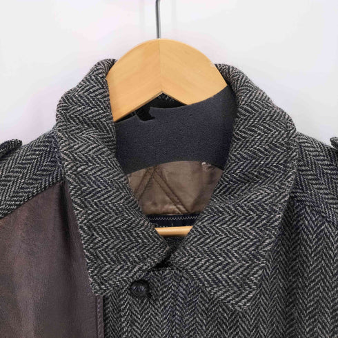 バーバリーズ BURBERRYS レザー切替 ヘリンボーンツイードジャケット メンズ JPN:M