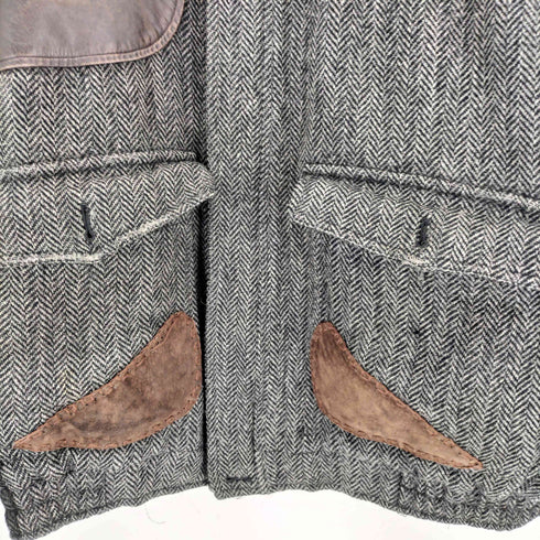 バーバリーズ BURBERRYS レザー切替 ヘリンボーンツイードジャケット メンズ JPN:M