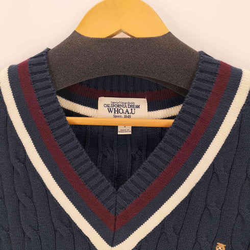 WHO.A.U ワンポイント刺繍チルデンニットベスト メンズ JPN:S