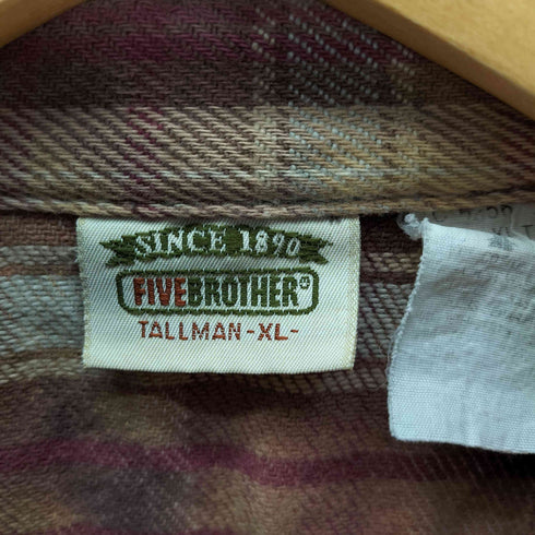 ファイブブラザー FIVE BROTHER 90S USA製 チェック ヘビー ネルシャツ メンズ import:XL